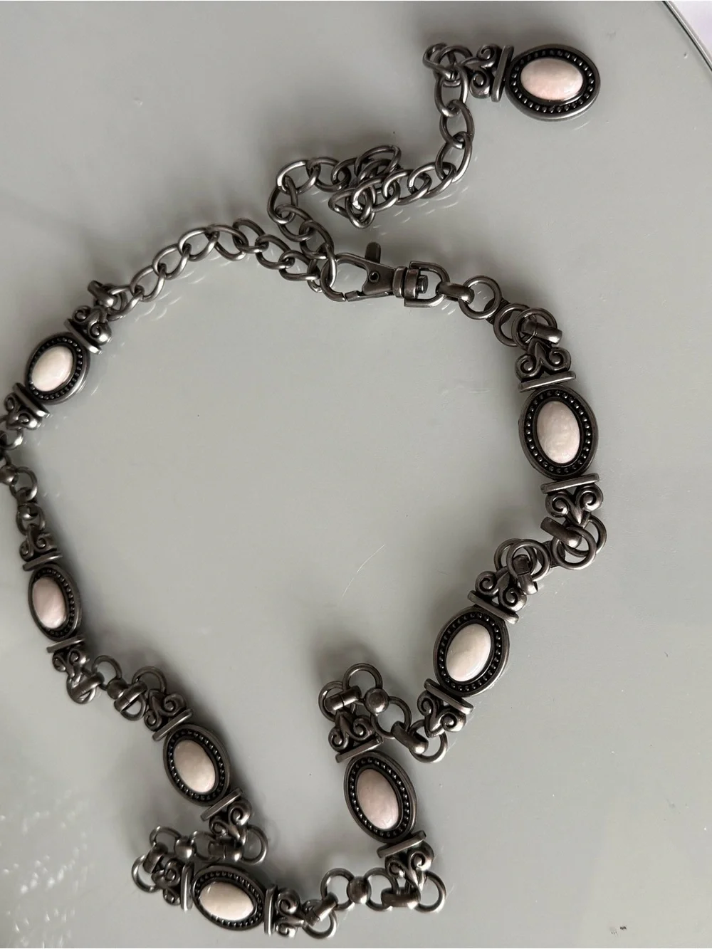 Vintage-Inspired Black and Silver Chain Belt - Women's Accessory